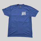 Jersey Boys Jerky blue tri-blend t-shirt with white chest logo featuring the state of New Jersey