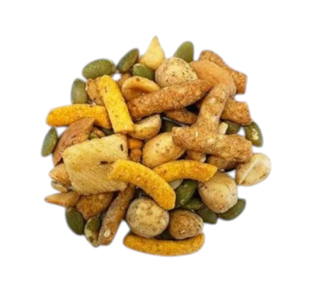 Jersey Boys Jerky 19th Hole Snack Mix featuring a savory blend of wasabi, soy, and honey roasted nuts and seeds.